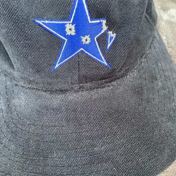 Vintage Dallas Cowboys Suck Hat Blue Star with Bullet Holes NFL Football Yupoong - Picture 8 of 9